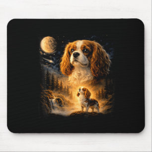 Retro 90s cavalier king charles spaniel howling at mouse pad