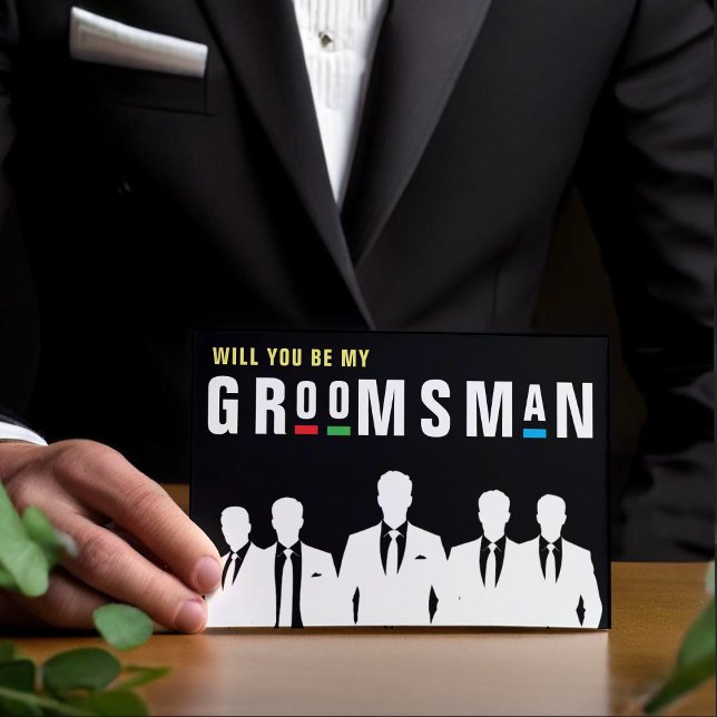 Retro 90s Colourful Men in Suits Groomsman Proposa (Creator Uploaded)