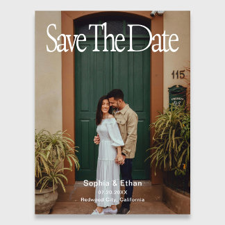 Retro 90s Full Photo Wedding Save The Date Announcement Postcard
