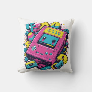 Retro 90s Game Console Pillow- Vintage Gamer Decor Throw Pillow