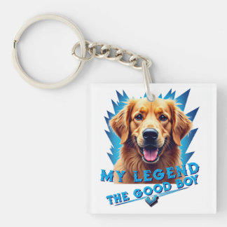 Retro 90s Golden Retriever Mascot Custom Gifts Keychain