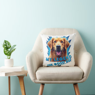 Retro 90s Golden Retriever Mascot Custom Gifts Throw Pillow