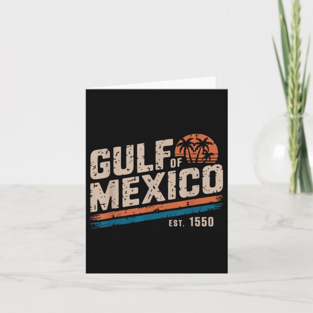 Retro 90s Gulf Of Usa America Est 2025 Sunset Beac Card (Front)