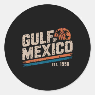 Retro 90s Gulf Of Usa America Est 2025 Sunset Beac Classic Round Sticker