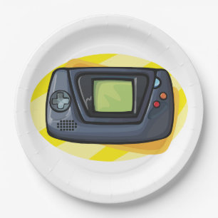 Retro 90s Handheld Game Console Gamer Paper Plate