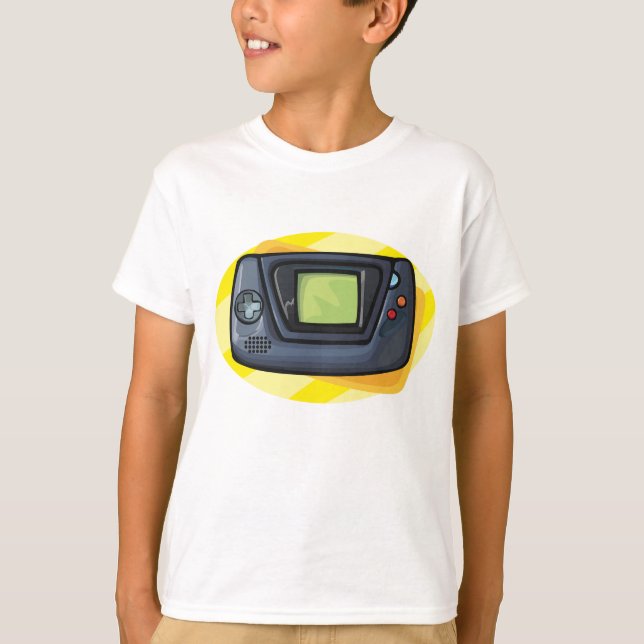Retro 90s Handheld Game Console Gamer T-Shirt (Front)
