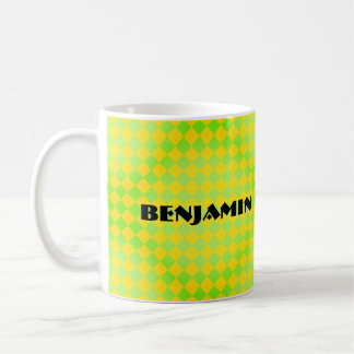 Retro 90s Lemon Yellow Lime Green Harlequin Coffee Mug