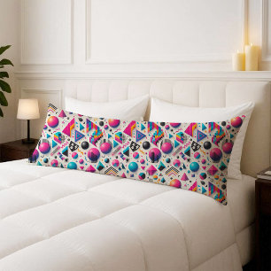 Retro 90s Memphis Geometric Neon Bold Body Pillow