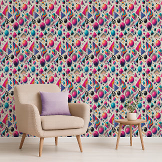 Retro 90s Memphis Geometric Neon Bold Wallpaper