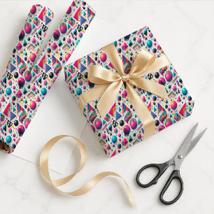 Retro 90s Memphis Geometric Neon Gift Wrap Paper