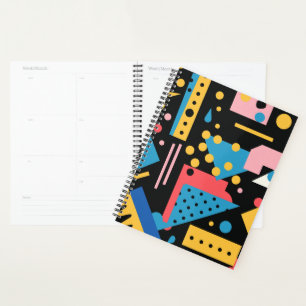 Retro 90s Memphis Style Geometric Abstract Graphic Planner