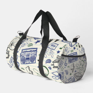 Retro 90s Music Notebook Doodles Small Duffel Bag