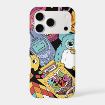 Retro 90s Nostalgia Doodle Pattern Toy and Tech