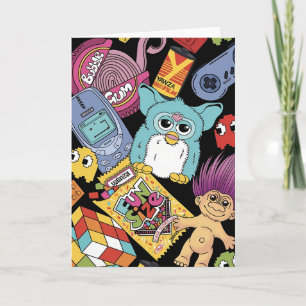 Retro 90s Nostalgia Doodle Pattern Toy and Tech  Card