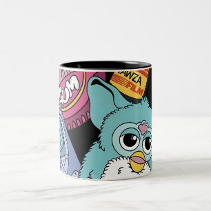 Retro 90s Nostalgia Doodle Pattern Toy and Tech Two-Tone Coffee Mug