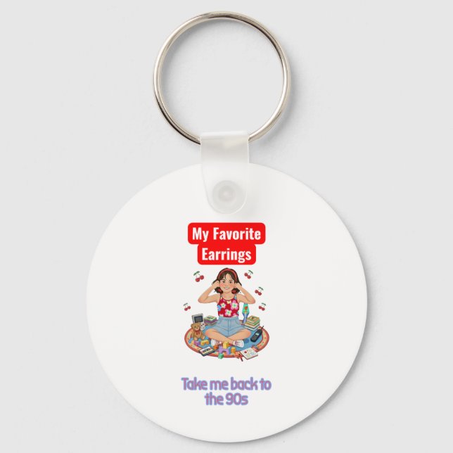 `Retro 90s Nostalgia Girl Aesthetic Keychain (Back)