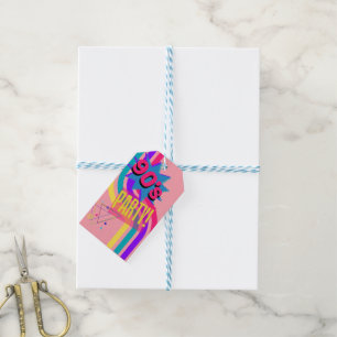 Retro 90's Party Pink Nostalgic Birthday Gift Tags