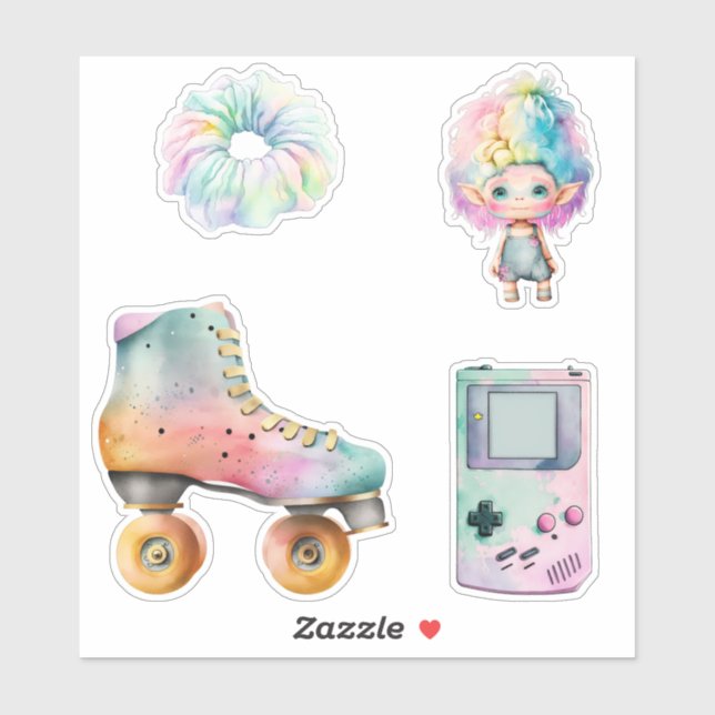 Retro 90s Pastel Nostalgic 80s, 90s Roller Skate (Sheet)
