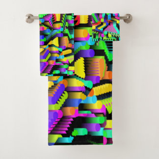 RETRO 90S PATTERN ACCENT BATH TOWEL SET