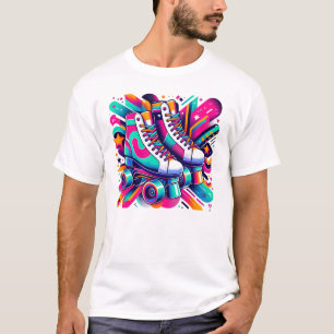 Retro 90s Roller Skates – Vibrant Throwback Design T-Shirt