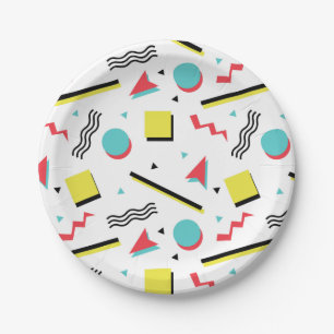 Retro 90s Seamless Pattern Paper Plate