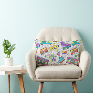 Retro 90s Skate Party Pattern Lumbar Pillow
