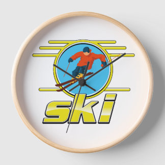 Retro 90s ski logo clock