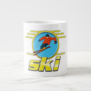 Retro 90s ski logo large coffee mug