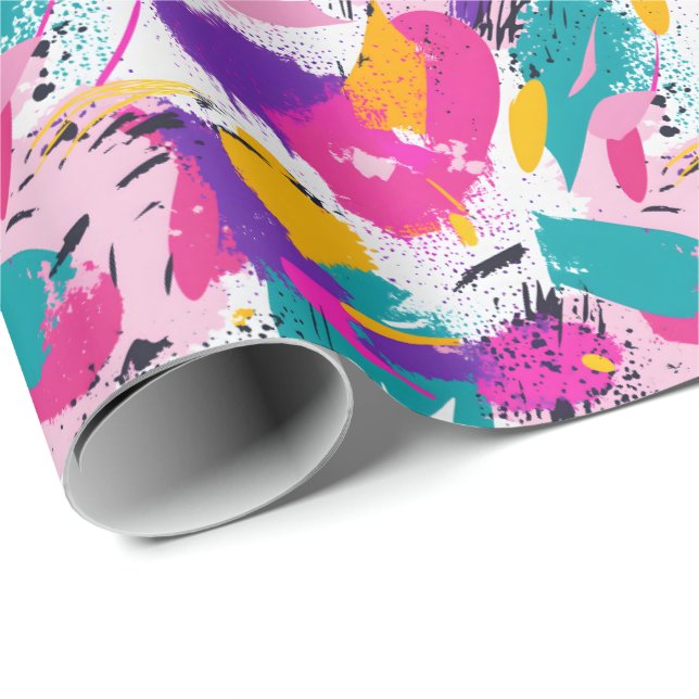 Retro 90s tiled pattern party  wrapping paper (Roll Corner)