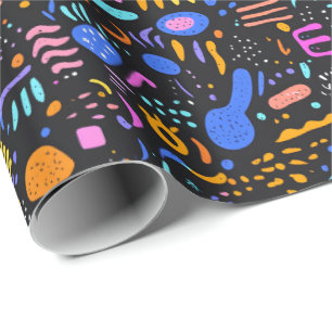 Retro 90s tiled pattern party wrapping paper