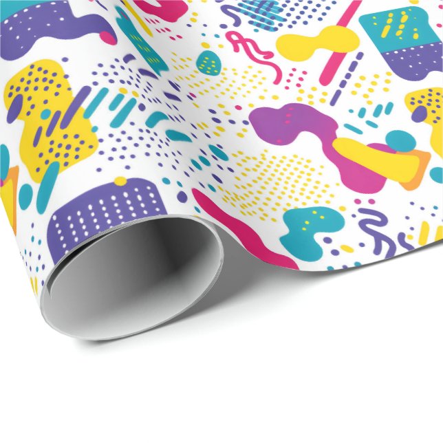 Retro 90s tiled pattern party  wrapping paper (Roll Corner)