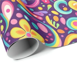 Retro 90s tiled pattern party wrapping paper