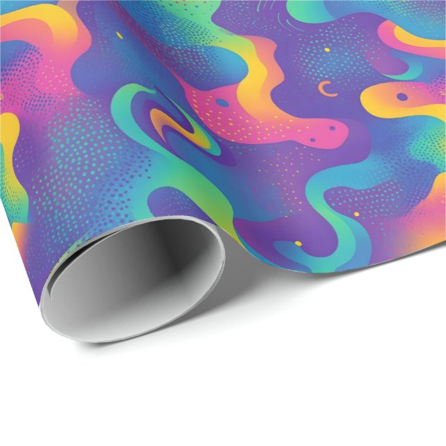 Retro 90s tiled pattern party  wrapping paper (Roll Corner)