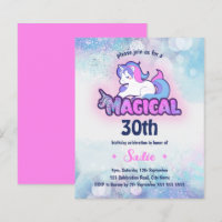 Retro 90s Unicorn 30th Birthday Invitation
