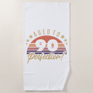 Retro 90th Birthday Humour Beach Towel
