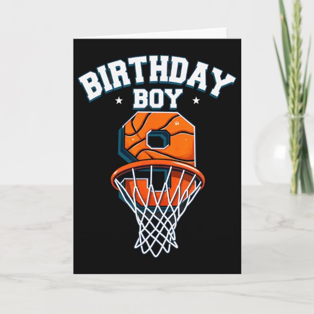 Retro 9th Birthday Boy Sketll Player  Card (Front)