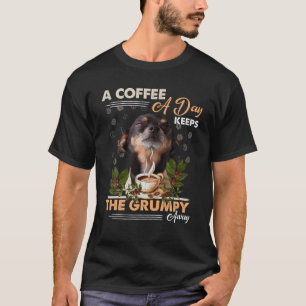 Retro A Coffee A Day Keeps The Grumpy Away, Dog Lo T-Shirt