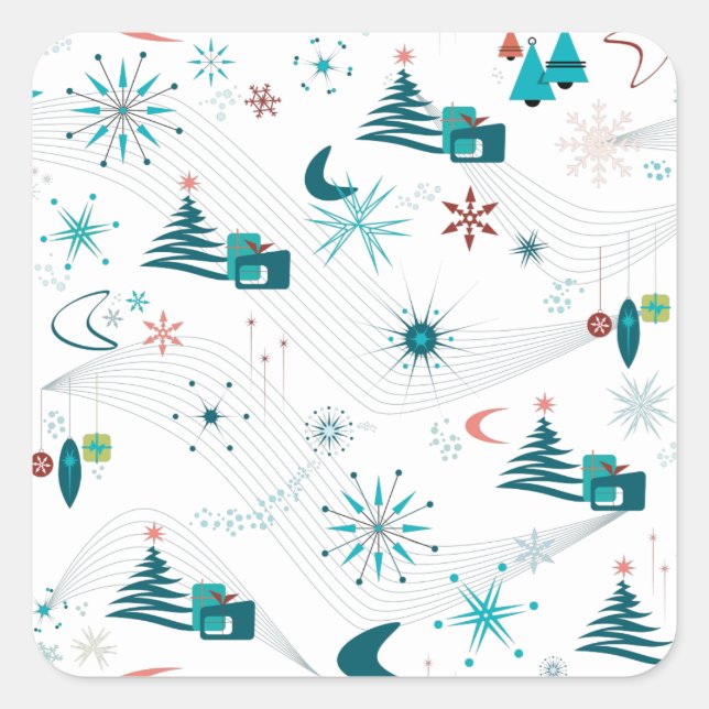 Retro A Go-Go Christmas Square Sticker (Front)