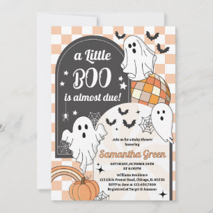Retro A Little Boo Halloween Baby Shower Invitation