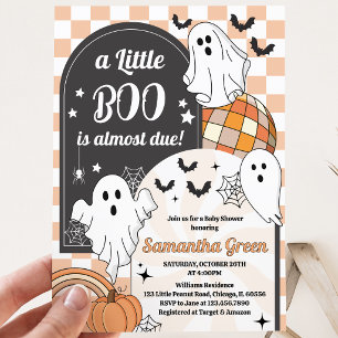 Retro A Little Boo Halloween Baby Shower Invitation
