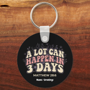 Retro A Lot Can Happen In 3 Days Christian Easter  Keychain