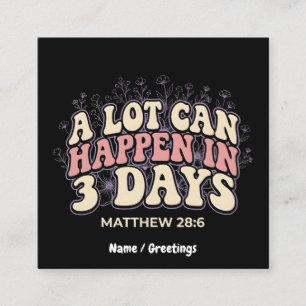 Retro A Lot Can Happen In 3 Days Christian Easter  Square Business Card
