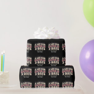 Retro A Lot Can Happen In 3 Days Christian Easter  Wrapping Paper