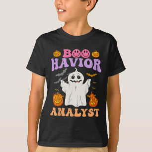 Retro Aba Therapist Bcba Halloween Ghost Boo Havio T-Shirt