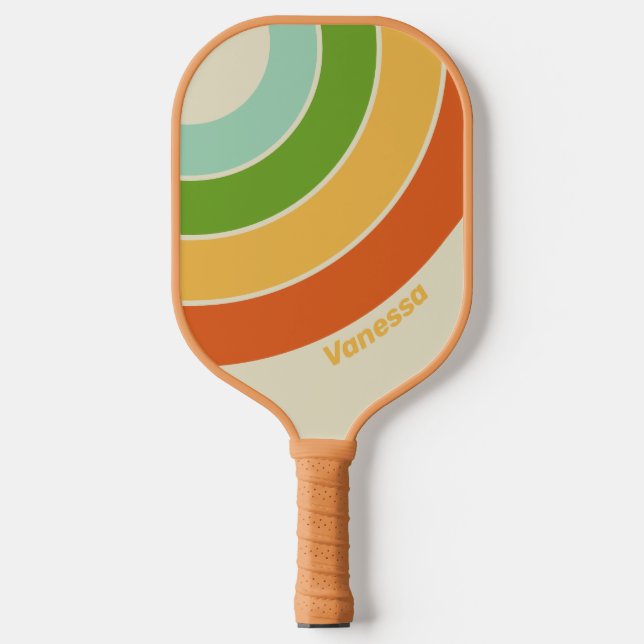 Retro ABC Street Circle Stripe with Name Pickleball Paddle (Front)