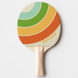 Retro ABC Street Circle Stripe with Name Ping Pong Paddle