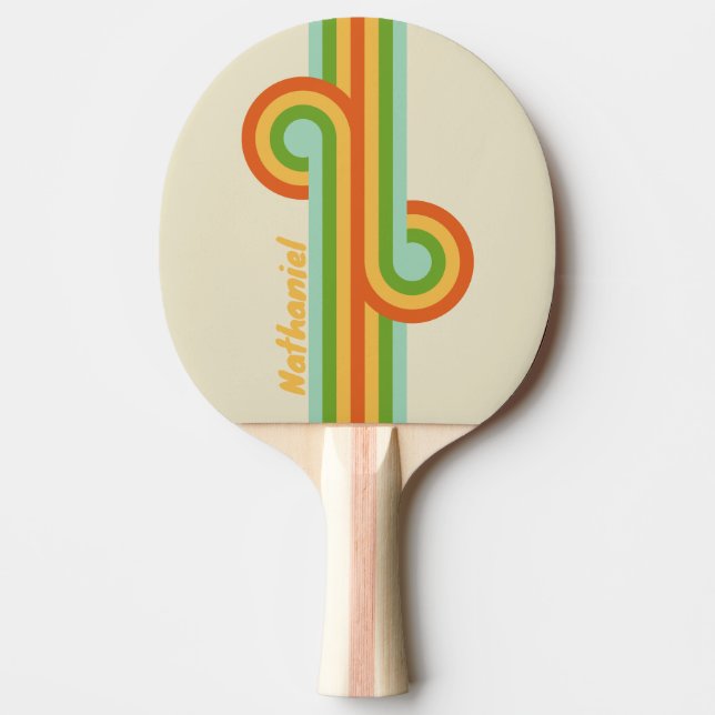 Retro ABC Street Stripe Loop with Name Ping Pong Paddle (Front)