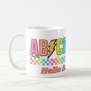 Retro ABCD Alphabet Lightning Bolt Back To School Coffee Mug
