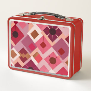 Retro Abstract Argyle Metal Lunch Box