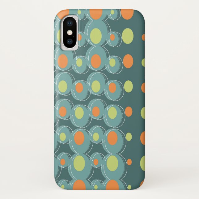 Retro Abstract Art Mod Green Bubbles Phone Case (Back)